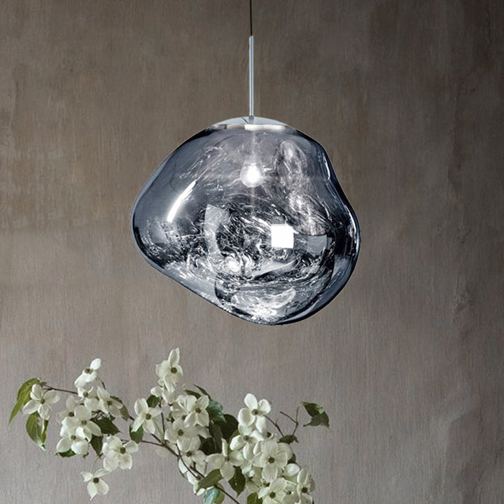 Nowoczesna szklana lampa sufitowa - LunaLux-Srebrny-20 cm-Trend Polska
