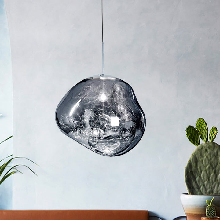 Nowoczesna szklana lampa sufitowa - LunaLux-Srebrny-20 cm-Trend Polska