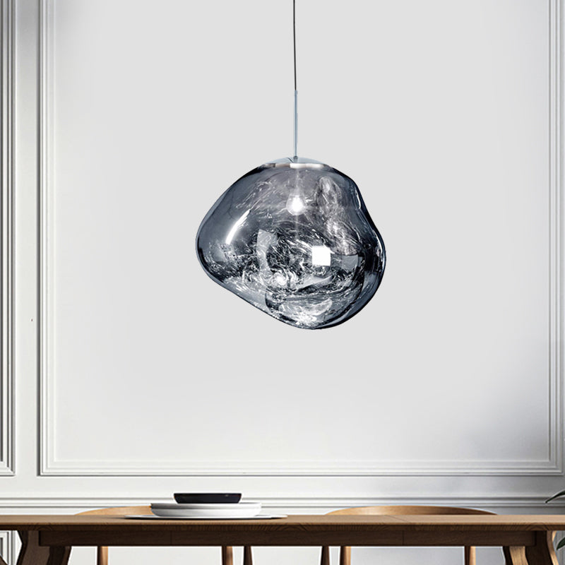 Nowoczesna szklana lampa sufitowa - LunaLux-Srebrny-20 cm-Trend Polska