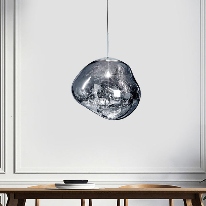 Nowoczesna szklana lampa sufitowa - LunaLux-Srebrny-20 cm-Trend Polska