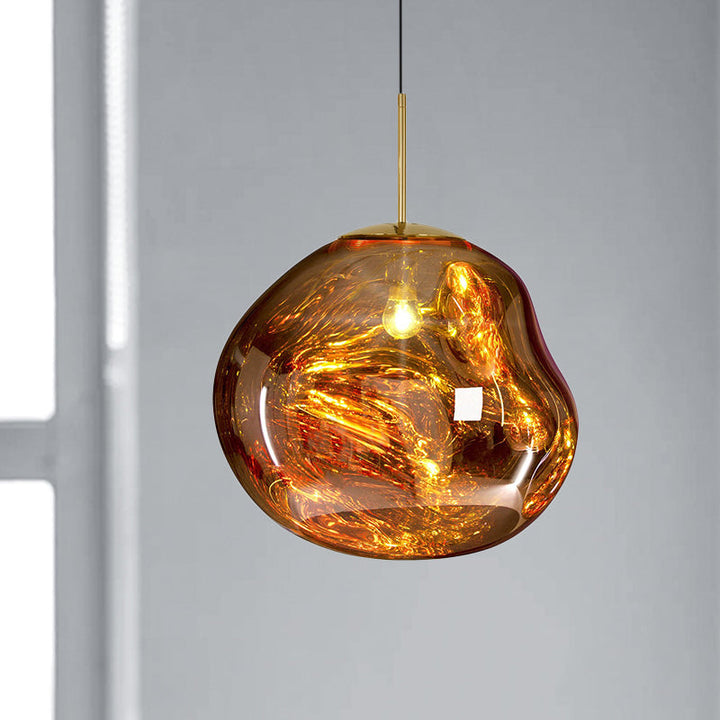 Nowoczesna szklana lampa sufitowa - LunaLux-Złoto-20 cm-Trend Polska