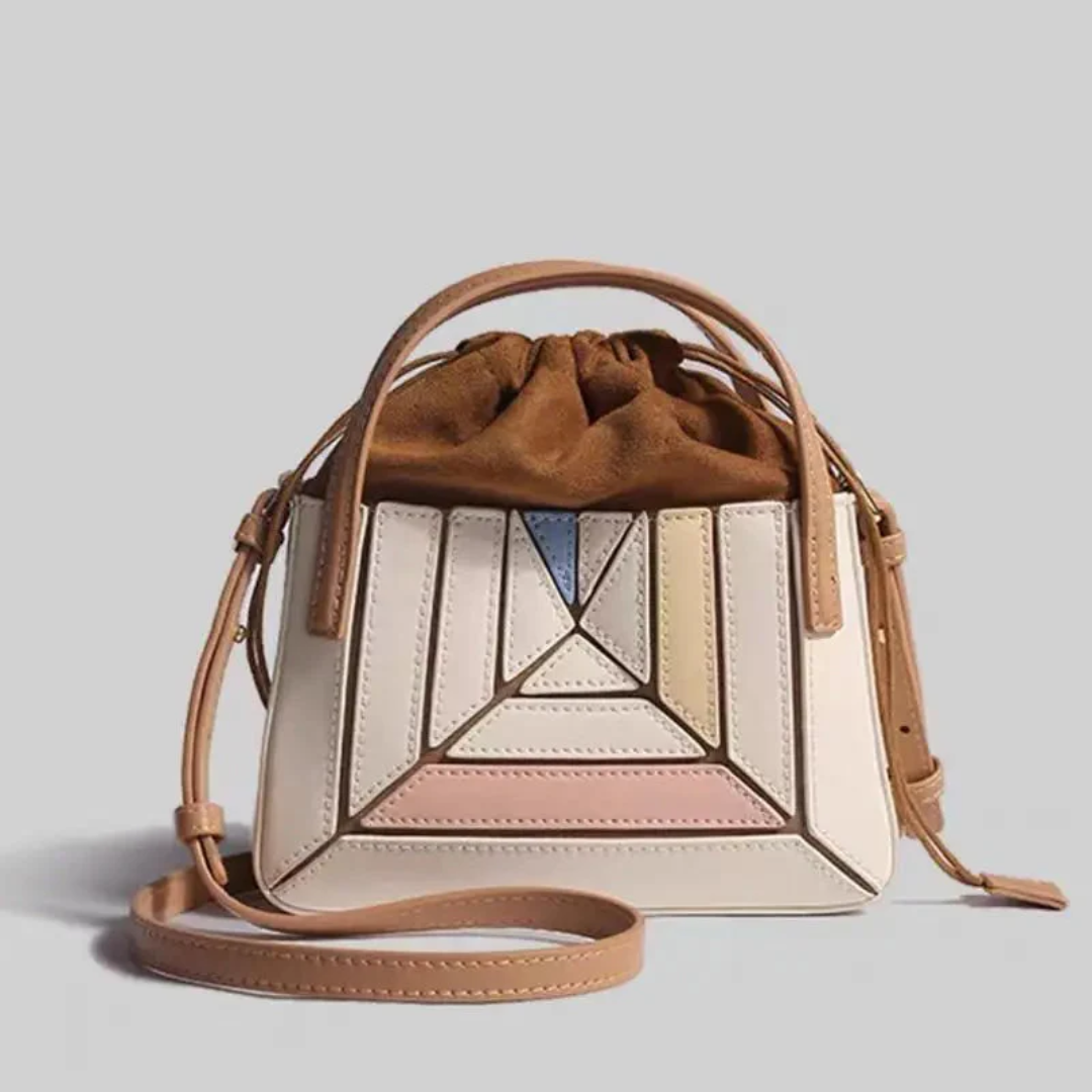 Nowoczesna torebka ręczna z geometrycznym wzorem - GeoChic-khaki-Trend Polska
