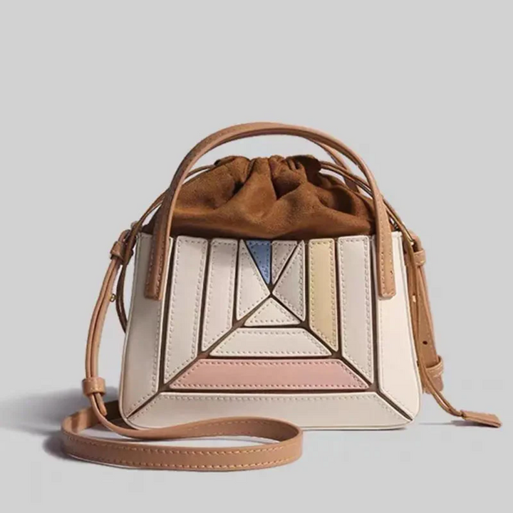 Nowoczesna torebka ręczna z geometrycznym wzorem - GeoChic-khaki-Trend Polska