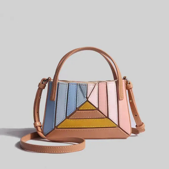 Nowoczesna torebka ręczna z geometrycznym wzorem - GeoChic-niebieski-Trend Polska