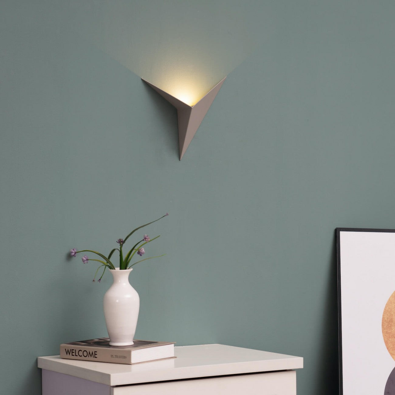 Nowoczesna Trójkątna Lampa Ścienna - TrigoLux-Biały-Ciepły dowcip-Trend Polska