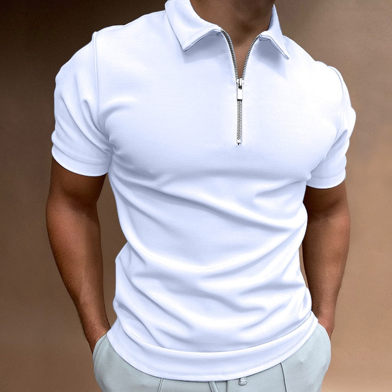 Nowoczesne polo Slim Fit z zamkiem błyskawicznym (Kup 1, 1 Gratis) - VestoZip™ Polo dla mężczyzn-Biały-S-Trend Polska