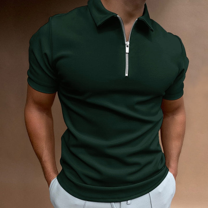 Nowoczesne polo Slim Fit z zamkiem błyskawicznym (Kup 1, 1 Gratis) - VestoZip™ Polo dla mężczyzn-Ciemnozielony-S-Trend Polska