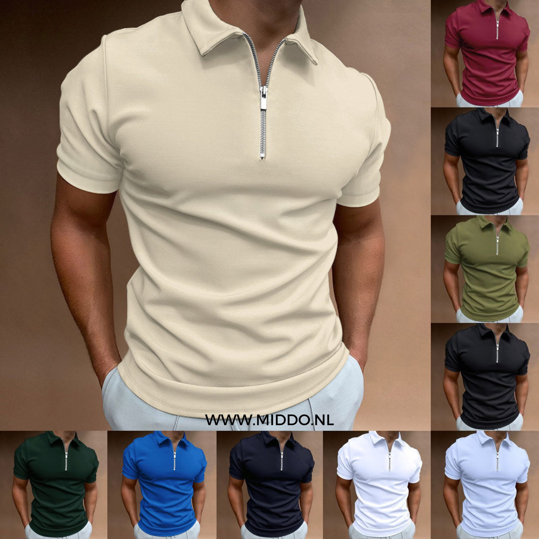 Nowoczesne polo Slim Fit z zamkiem błyskawicznym (Kup 1, 1 Gratis) - VestoZip™ Polo dla mężczyzn-Beżowy-S-Trend Polska