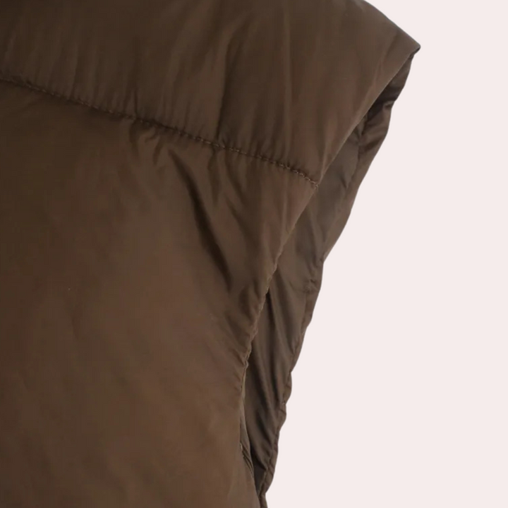 Ocieplana krótka kamizelka damska - Liora-Khaki-XS-Trend Polska