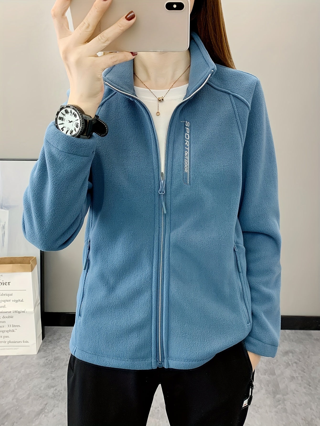 Oddychająca Fleece Kurtka - Aurora-Niebieski-S-Trend Polska