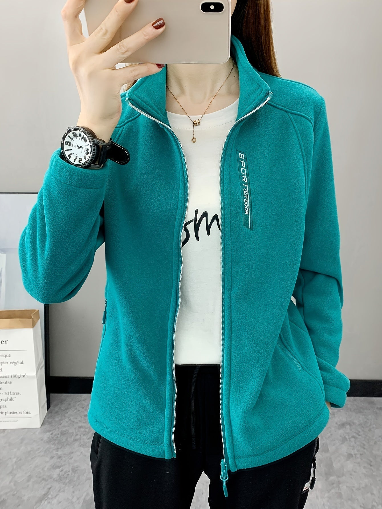 Oddychająca Fleece Kurtka - Aurora-Zielony-S-Trend Polska