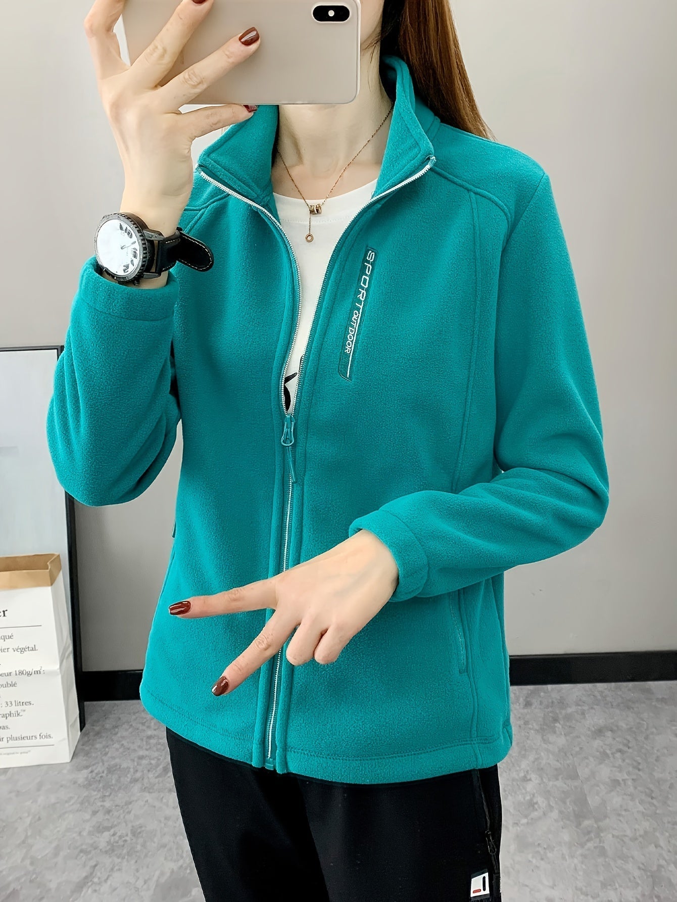 Oddychająca Fleece Kurtka - Aurora-Zielony-S-Trend Polska