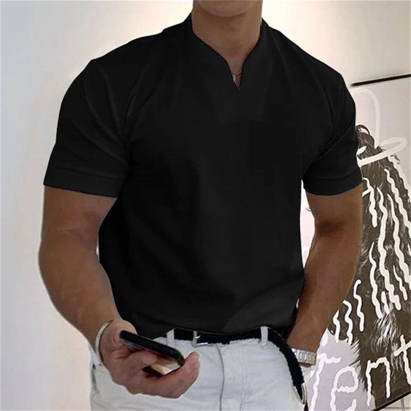 Oddychająca męska koszulka fitness z dekoltem w serek – kup 1, weź 1 gratis – Timo-Czarny-M-Trend Polska