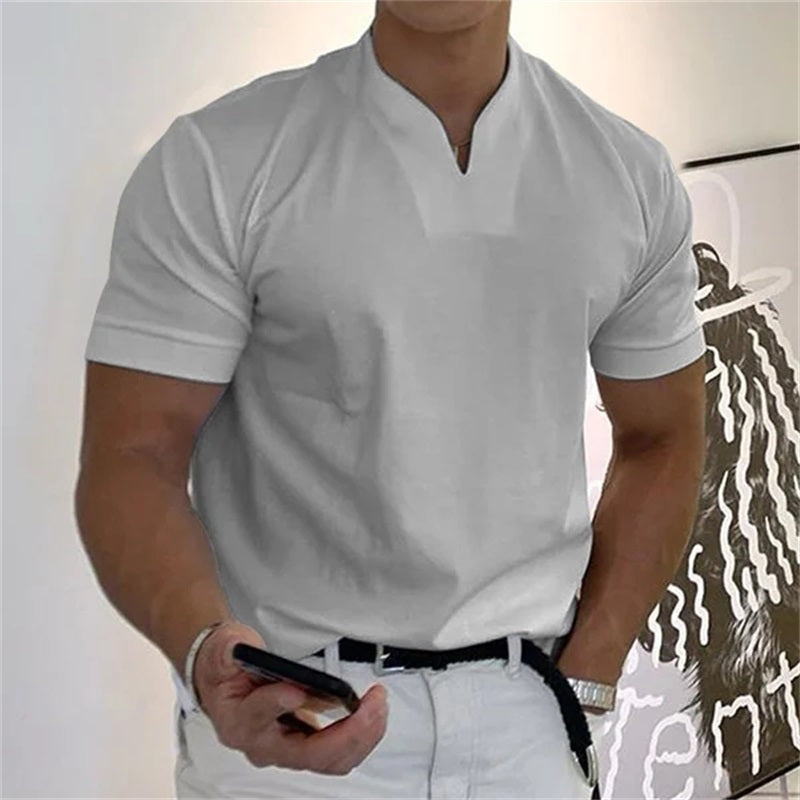 Oddychająca męska koszulka fitness z dekoltem w serek – kup 1, weź 1 gratis – Timo-Jasnoszary-M-Trend Polska