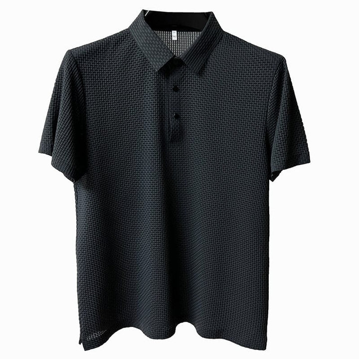 Oddychająca męska koszulka polo z siateczkowymi detalami i dopasowanym krojem – Milan-Szary-XS-Trend Polska