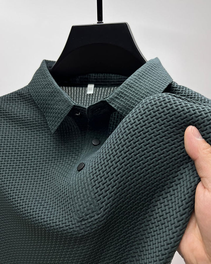 Oddychająca męska koszulka polo z siateczkowymi detalami i dopasowanym krojem – Milan-Zielony-XS-Trend Polska