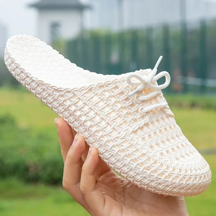 Oddychające damskie loafersy na zewnątrz z otwartą częścią palcową – Linaya-Różowy-35-Trend Polska