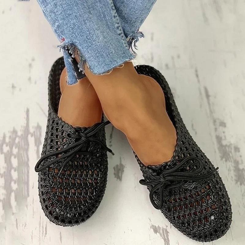Oddychające damskie loafersy na zewnątrz z otwartą częścią palcową – Linaya-Różowy-35-Trend Polska