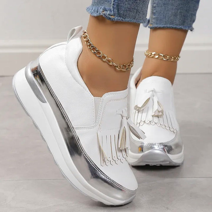 Oddychające damskie sneakersy o ponadczasowym stylu – Isabella-Biały-35-Trend Polska
