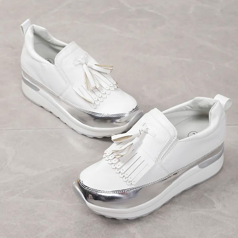 Oddychające damskie sneakersy o ponadczasowym stylu – Isabella-Biały-35-Trend Polska