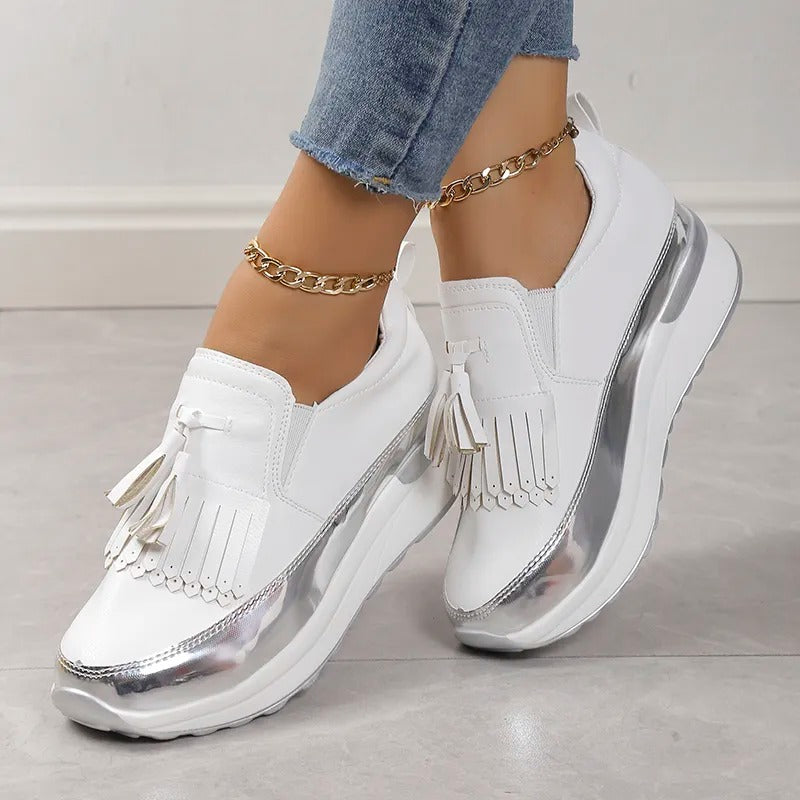 Oddychające damskie sneakersy o ponadczasowym stylu – Isabella-Biały-35-Trend Polska