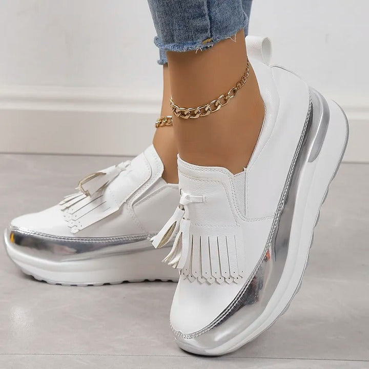 Oddychające damskie sneakersy o ponadczasowym stylu – Isabella-Biały-35-Trend Polska
