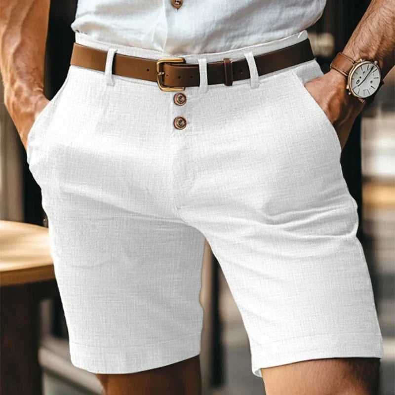 Oddychające i klasyczne letnie szorty slim-fit dla mężczyzn – Lennart-Biały-S-Trend Polska