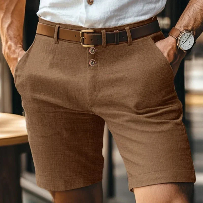 Oddychające i klasyczne letnie szorty slim-fit dla mężczyzn – Lennart-Brązowy-S-Trend Polska