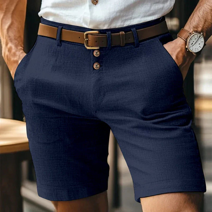 Oddychające i klasyczne letnie szorty slim-fit dla mężczyzn – Lennart-Ciemnoniebieski-S-Trend Polska