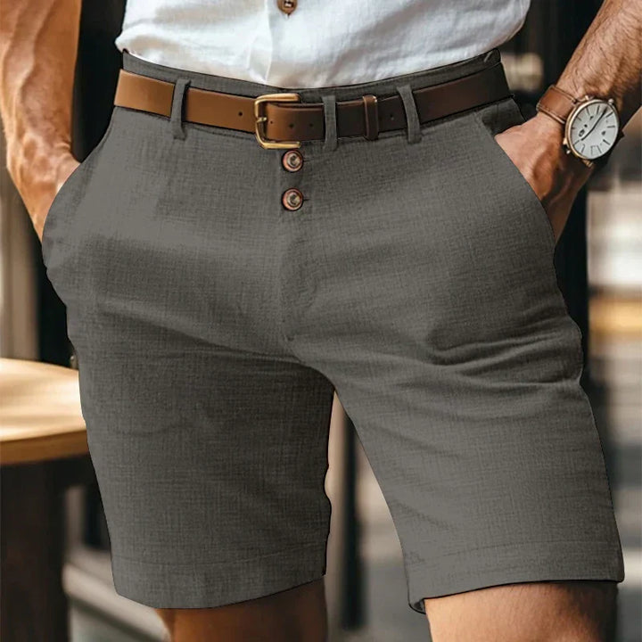 Oddychające i klasyczne letnie szorty slim-fit dla mężczyzn – Lennart-Ciemnoszary-S-Trend Polska