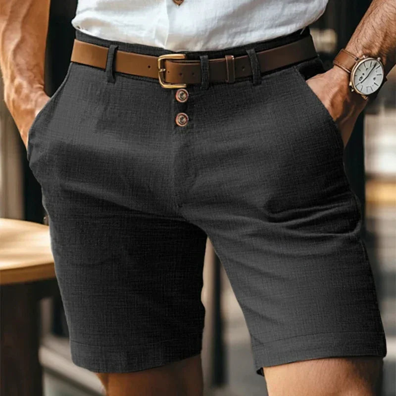Oddychające i klasyczne letnie szorty slim-fit dla mężczyzn – Lennart-Czarny-S-Trend Polska