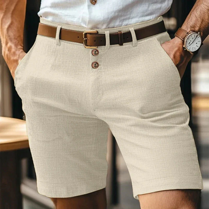 Oddychające i klasyczne letnie szorty slim-fit dla mężczyzn – Lennart-Khaki-S-Trend Polska