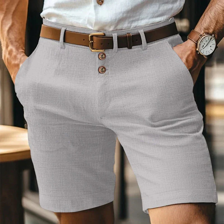 Oddychające i klasyczne letnie szorty slim-fit dla mężczyzn – Lennart-Szary-S-Trend Polska