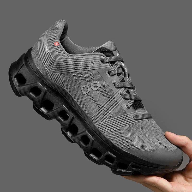 Oddychające i lekkie męskie sneakersy na czas wolny i sport – Milo-Ciemnoszary-45-Trend Polska