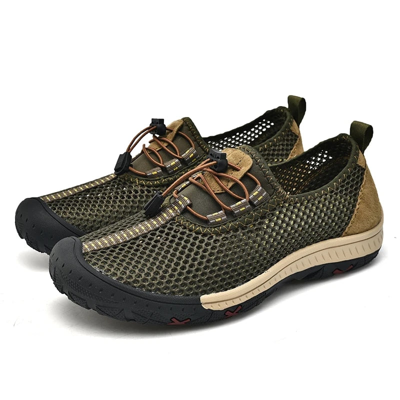 Oddychające męskie loafersy z designem slip-on – Jules-Khaki-39-Trend Polska