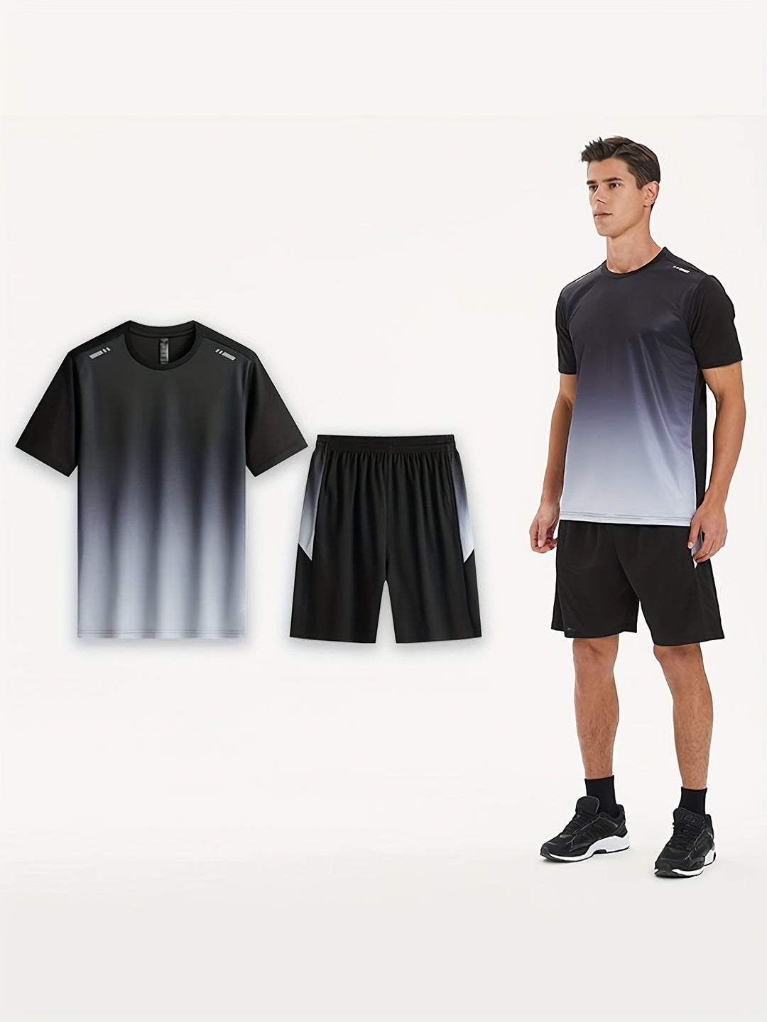 Oddychający zestaw sportowy dla mężczyzn z T-shirtem i szortami - PowerMove-Zielony-S-Trend Polska