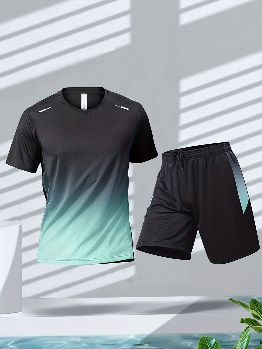 Oddychający zestaw sportowy dla mężczyzn z T-shirtem i szortami - PowerMove-Zielony-S-Trend Polska