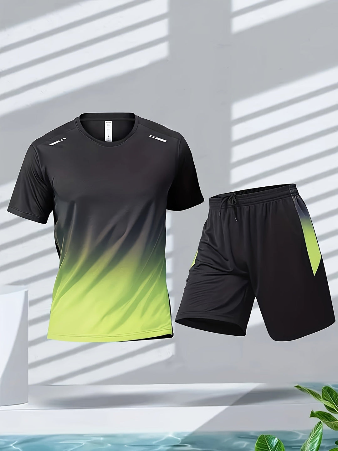 Oddychający zestaw sportowy dla mężczyzn z T-shirtem i szortami - PowerMove-Żółty-S-Trend Polska