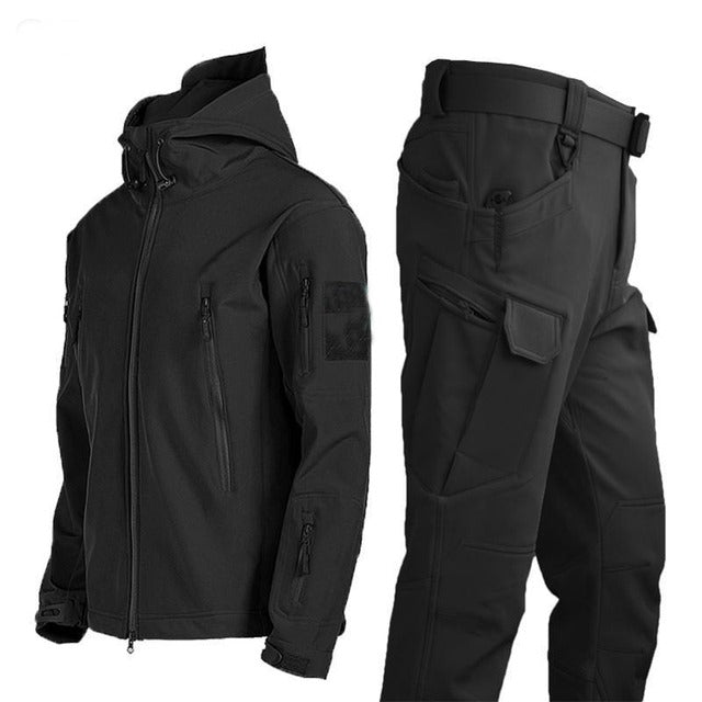 Odzież taktyczna dla mężczyzn na świeżym powietrzu - ValorTrek-Oferta zestawowa! (kurtka + spodnie)-Czarny-S-Trend Polska