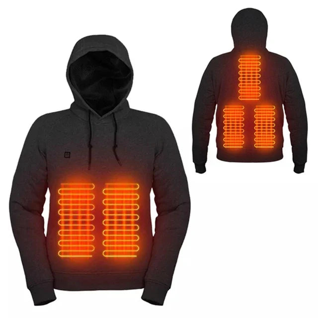 Ogrzewana uniseksowa bluza z kapturem - ThermaHoodie-Czarny-S-Trend Polska