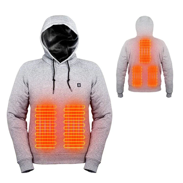 Ogrzewana uniseksowa bluza z kapturem - ThermaHoodie-Szary-S-Trend Polska
