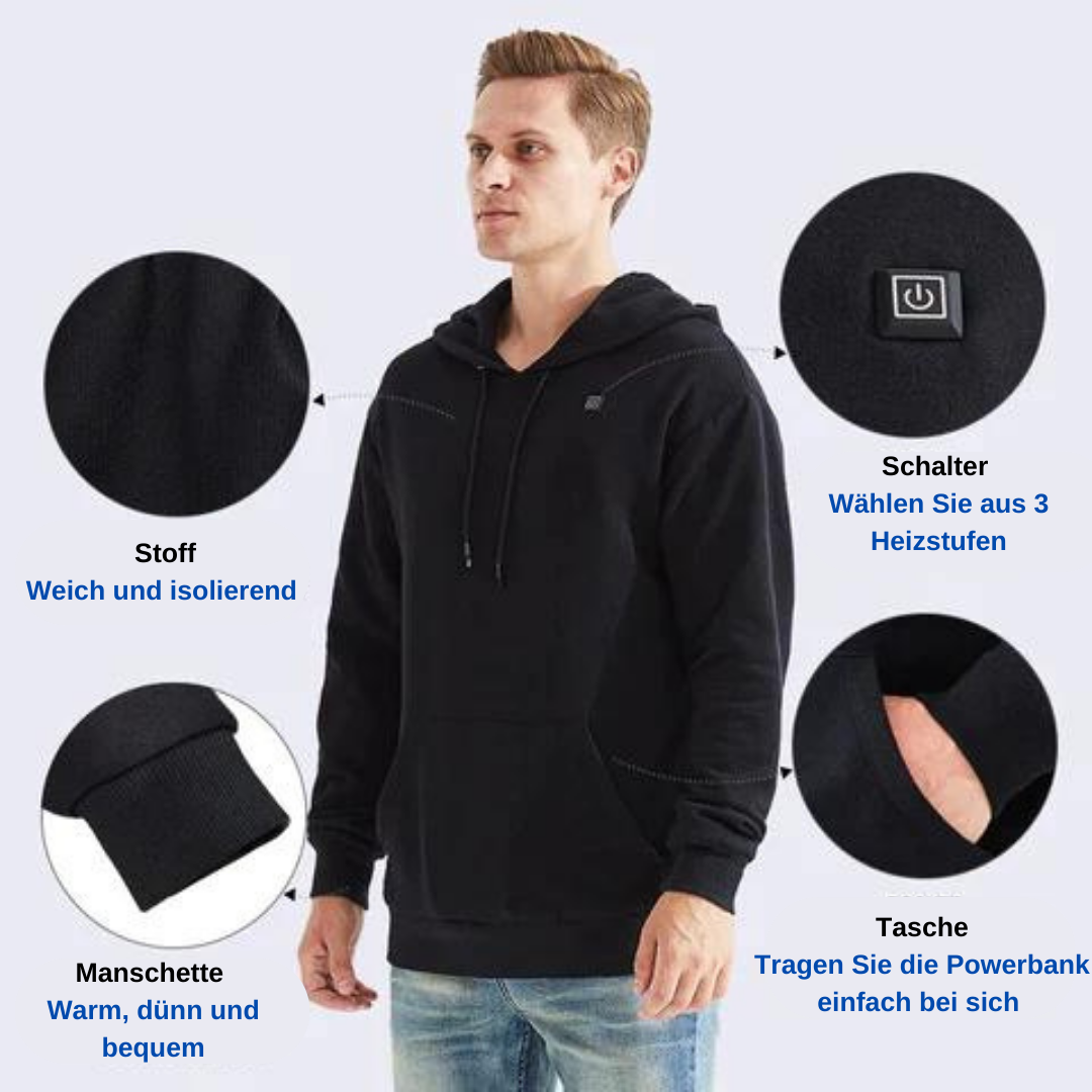 Ogrzewana uniseksowa bluza z kapturem - ThermaHoodie-Szary-S-Trend Polska