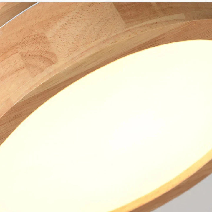 Okrągła Drewniana Skandynawska Lampa Sufitowa - NordicLuxe-Typ A-3 Kolory Światła-Średnica 20 cm-Trend Polska