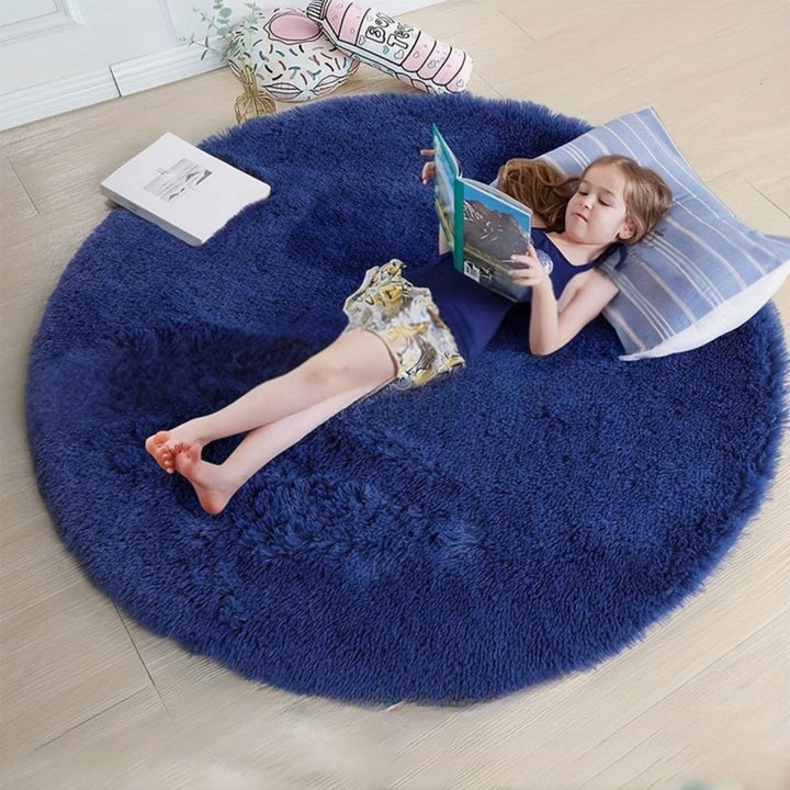 Okrągły dywan Fluffy - Clouda-Granatowy-120cm x 120cm-Trend Polska