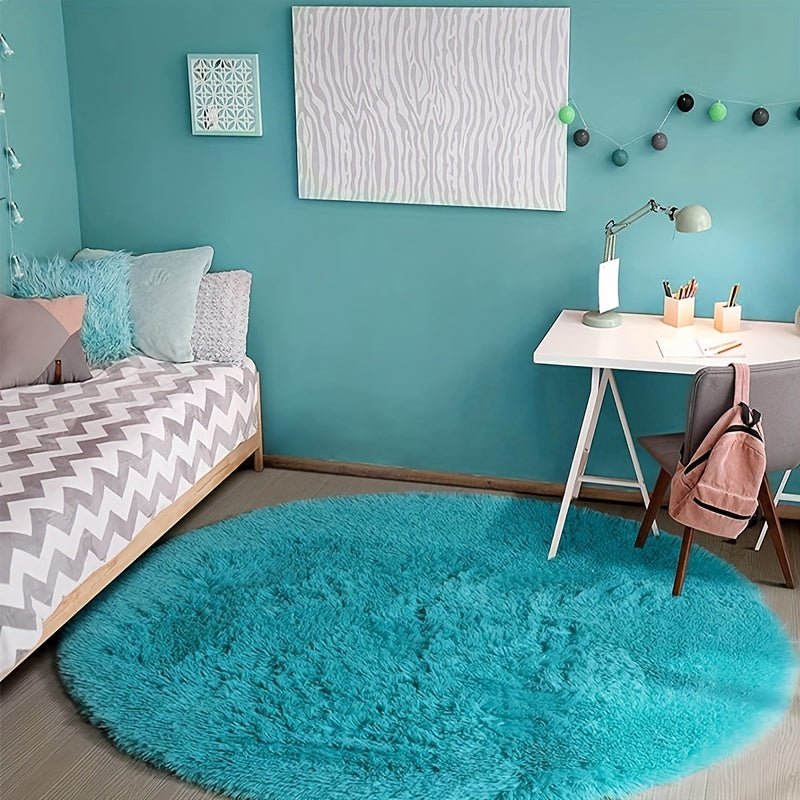 Okrągły dywan Fluffy - Clouda-Jasnoniebieski-120cm x 120cm-Trend Polska