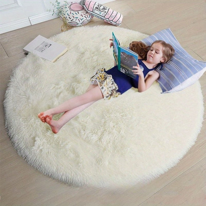 Okrągły dywan Fluffy - Clouda-Krem-120cm x 120cm-Trend Polska