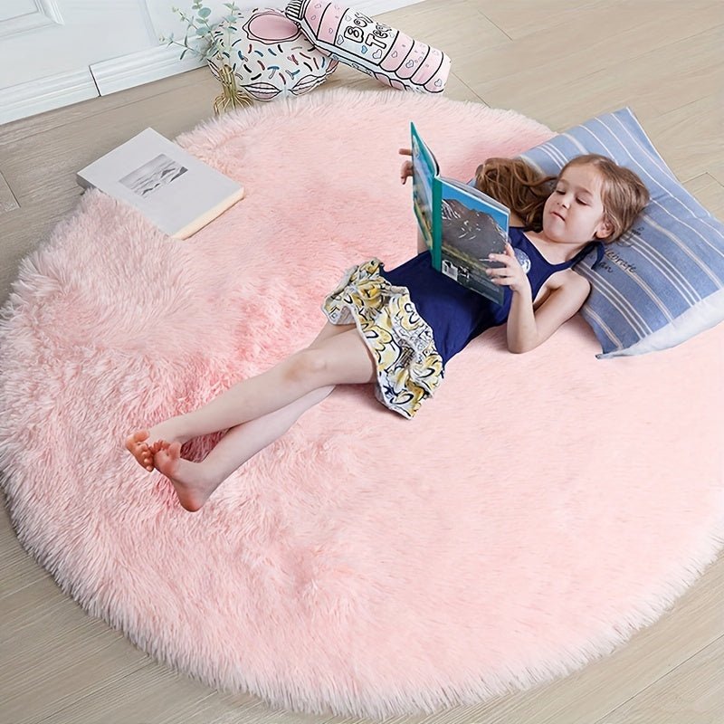 Okrągły dywan Fluffy - Clouda-Różowy-120cm x 120cm-Trend Polska