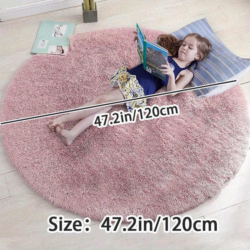 Okrągły dywan Fluffy - Clouda-Jasnoszary-120cm x 120cm-Trend Polska