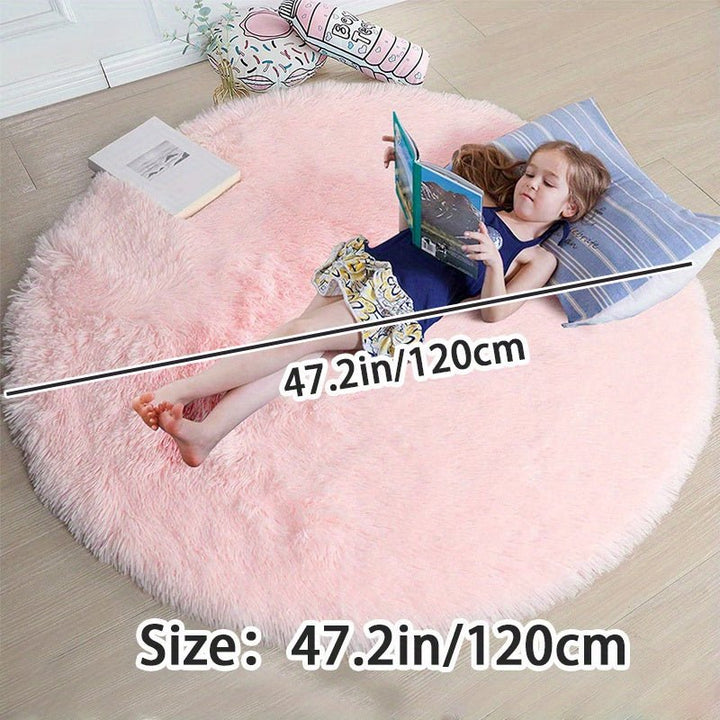 Okrągły dywan Fluffy - Clouda-Jasnoszary-120cm x 120cm-Trend Polska