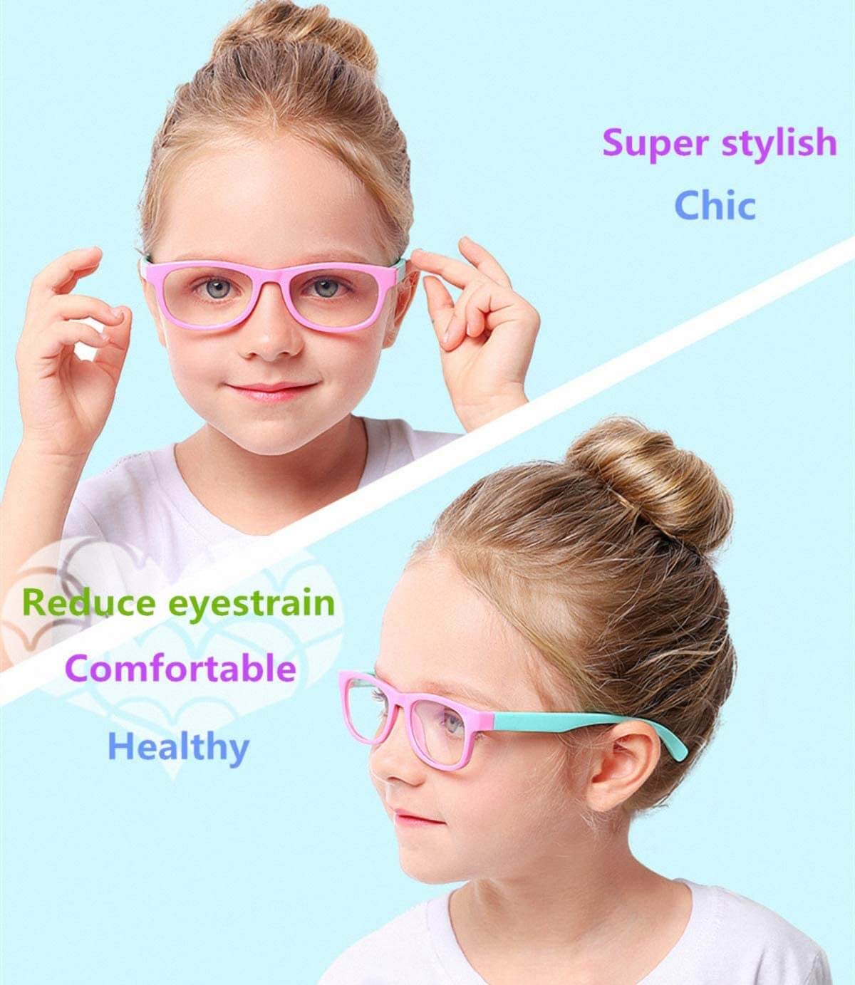 Okulary dziecięce z filtrem światła niebieskiego – BrightEyes-Różowy-Trend Polska